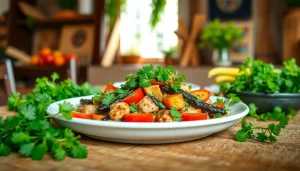 Hidangan suletoto yang disajikan dengan warna cerah dan hiasan segar dalam suasana santai.