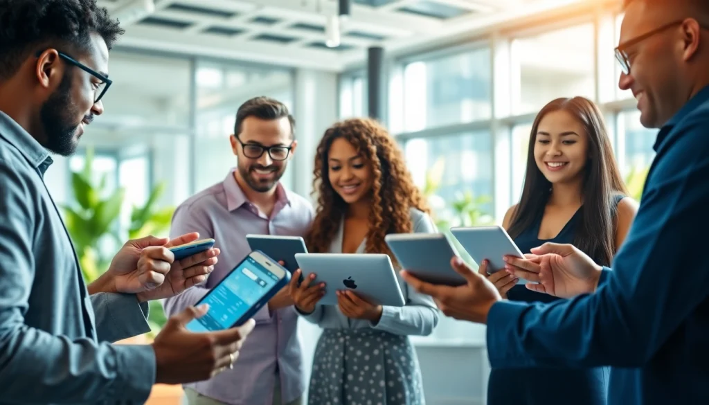 Empowering technology collaboration in a modern workspace with innovative gadgets.