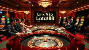 High-stakes casino excitement featuring Link Vào Loto188 at an elegant roulette table.