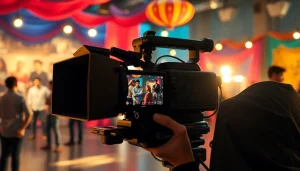 Capture the essence of filmmaking at https://bandarlayarkaca21.com with dynamic scenes and vibrant colors in production.