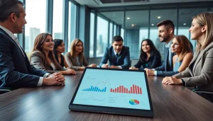 Engaging business meeting showcasing innovative strategies and collaboration in a modern setting.