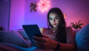 Enhance intimacy with AI technology in a cozy room showcasing a user interacting with a sex ai chatbot.