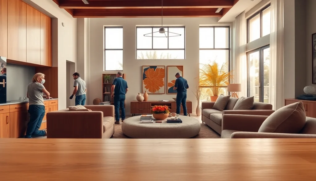 Transforming a living space with home renovation expertise, showcasing craftsmen at work.