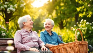 Seniors at https://frontidas.com enjoying vibrant conversations in a sunny park, showcasing community and connection.