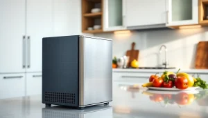 Check out this modern mini freezer showcasing its sleek design and functionality in a kitchen