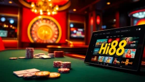 Experience exhilarating gameplay at Hi88 with vibrant casino elements and gaming excitement.