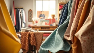 Katoen stoffen aantrekkelijk gepresenteerd in een heldere kamer met een creatieve ambiance.