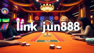 Engaging players at the baccarat table with a vibrant atmosphere featuring the link jun88.