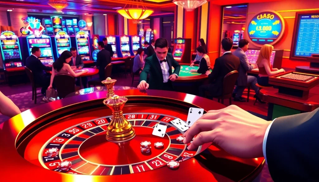 Experience the thrill of gambling at giaimanhacai.news with vibrant roulette and slot machines.