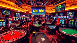 Gamblers at casino tables celebrating wins inspired by NK 88 excitement and strategy.