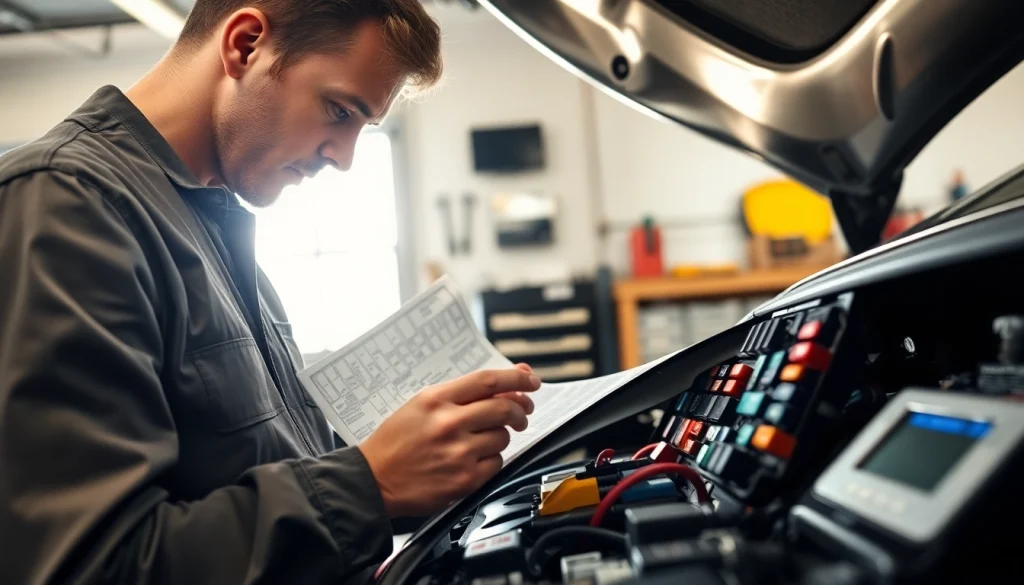 Inspecting fuses at https://bezpieczniki24.pl with automotive technician focused on vehicle maintenance.