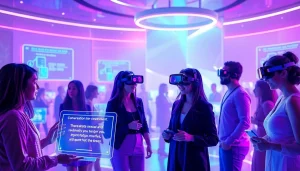 Interactive AI chatbots discussing sex AI in a vibrant digital landscape.