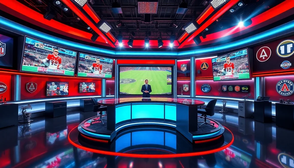 Watch sports updates on https://sportnation.nz with a vibrant sports broadcast studio background.
