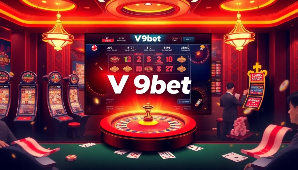 Engaging V9bet online casino scene with vibrant gaming options and luxurious atmosphere.