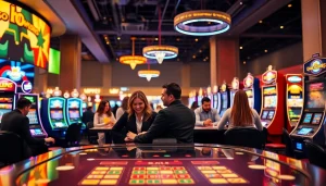 Join the excitement at online casinos Canada with gamers engaged in vibrant gaming action.