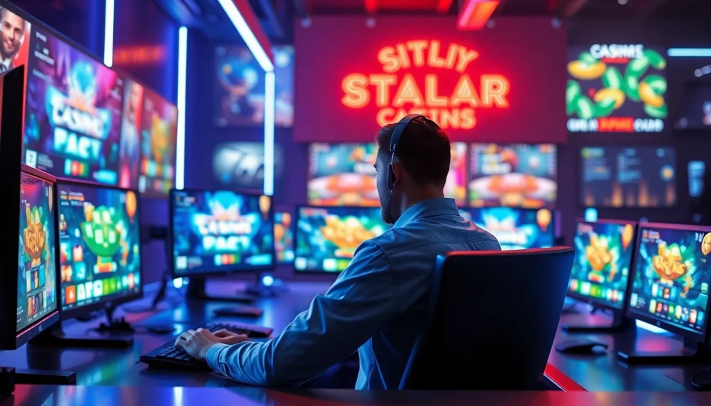 Experience the excitement of the best online casinos in Saskatchewan with a professional gamer engaged in thrilling gameplay.