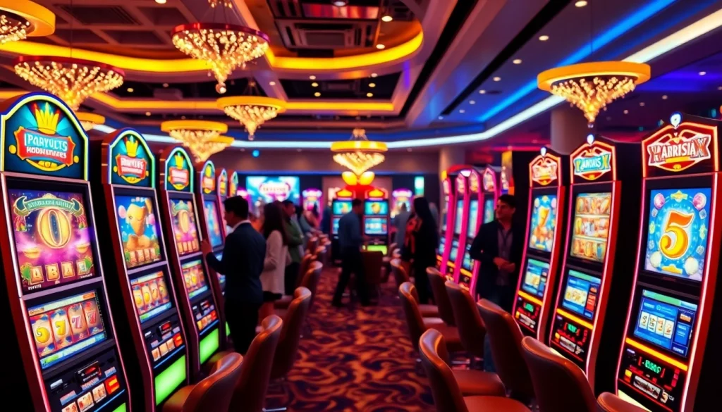 Permainan slot gacor terpercaya yang menarik dengan berbagai mesin dan atmosfer ceria.