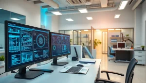 Visualize advanced AI testing solutions at https://benchbot.ai in a high-tech laboratory setting.