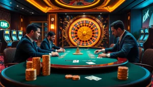 Engage in high-stakes poker action at KJC LINK casino, featuring vibrant tables and gaming excitement.