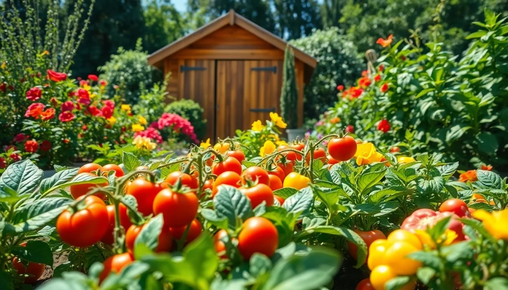 Gardening vegetables thrive in a vibrant garden full of color and life.