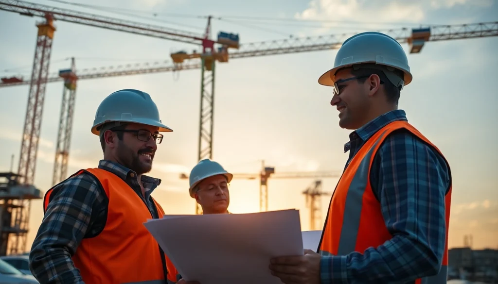 Engage with a professional scene depicting construction association south carolina members collaborating on-site.