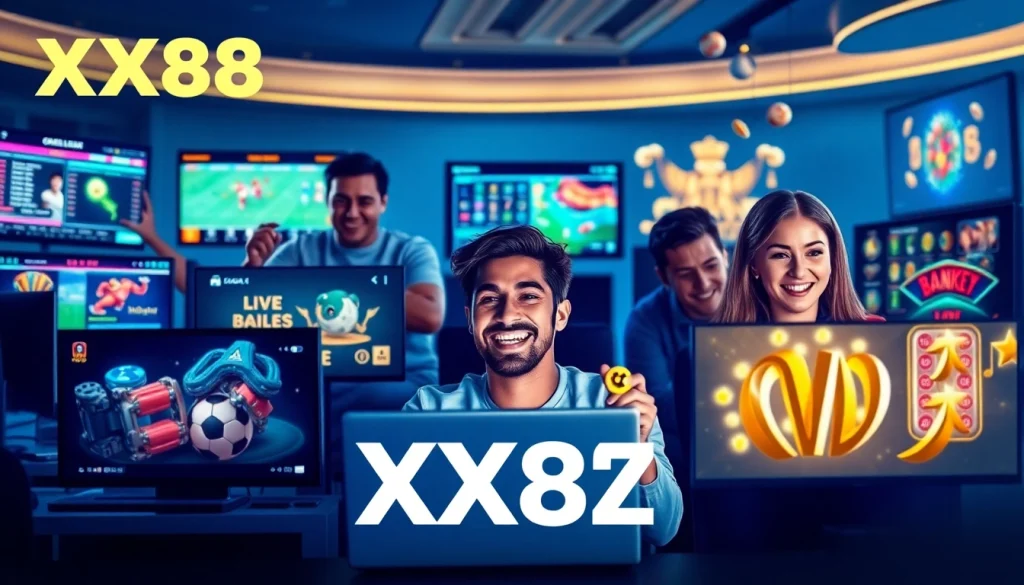 Exciting players immersed in diverse games on XX88.XYZ, showcasing vibrant online gaming experiences.