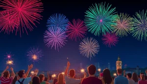 Experience the vibrant fireworks display at https://5starfireworks.co.uk with colorful bursts lighting up the night sky.
