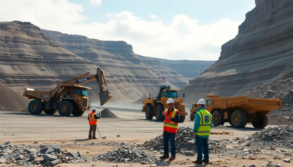 Workers actively engaged in mining operations, showcasing the dynamic environment of mining.