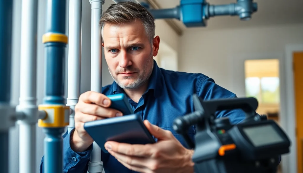 Expert conducting leak detection in Falkirk, showcasing advanced tools and meticulous service.