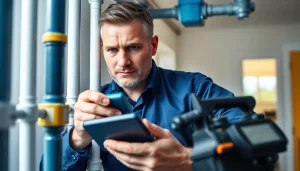 Expert conducting leak detection in Falkirk, showcasing advanced tools and meticulous service.