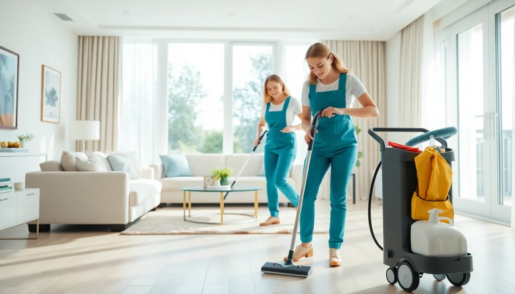 Efficient cleaning service team ensuring a spotless home environment, showcasing professional cleaning techniques.
