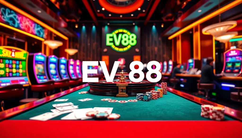 Engage with EV88's vibrant online gambling experience featuring exciting casino elements.