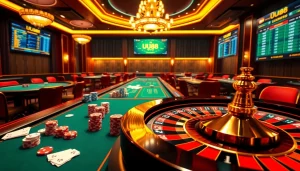 Experience thrilling gameplay at uu88 while placing bets on vibrant casino tables with poker chips and cards.