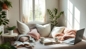 Engaging UK Lifestyle Blog scene featuring a cozy reading nook with stylish decor.