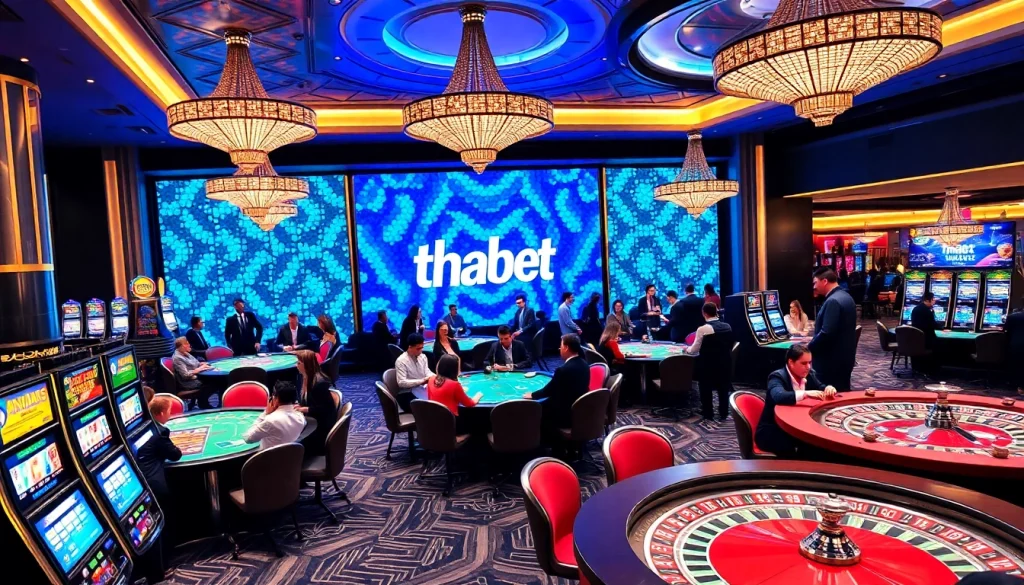 Exciting gameplay at thabet casino with vibrant slot machines and professional dealers.