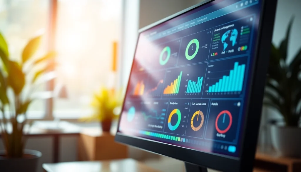 Ai Tool Navigator interface showcasing diverse AI tools and data insights in a modern office.