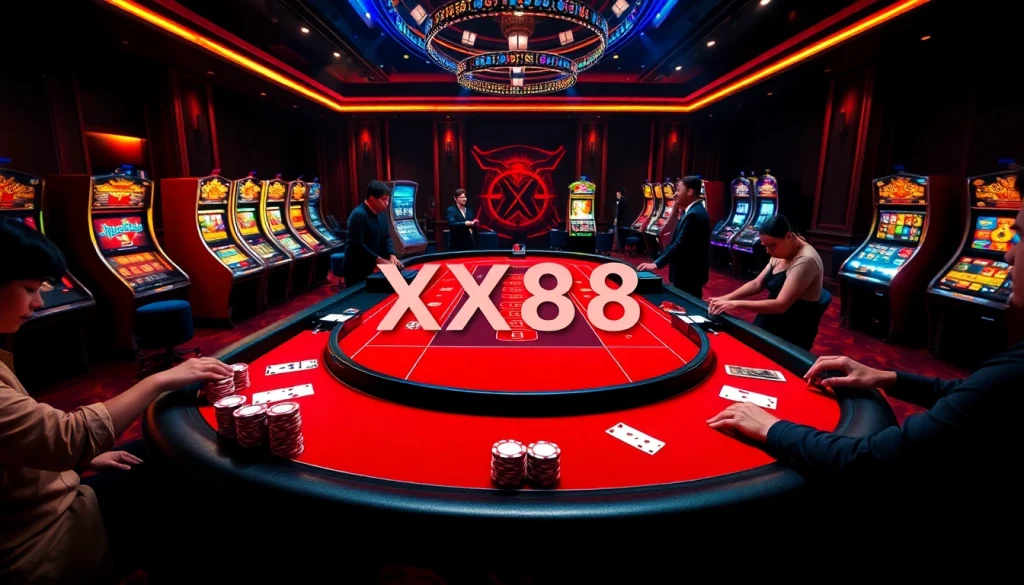 A thrilling Baccarat game at a high-end casino represents XX88's commitment to luxury and excitement.