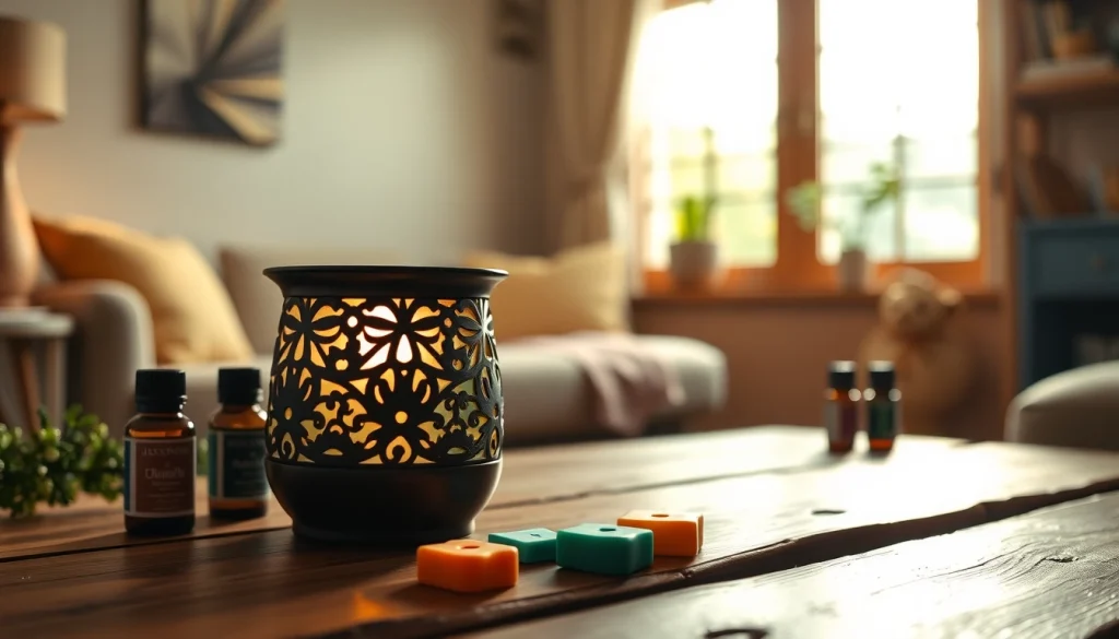 Discover an elegant wax warmer at https://www.scentswarmers.com, surrounded by colorful wax melts.