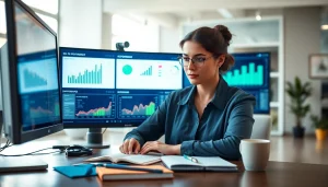 Analyze website performance data for SEO optimization in a professional office.