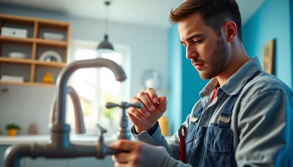 Plumber providing emergency services from https://speedyservicestoday.com.au in a modern kitchen setting.