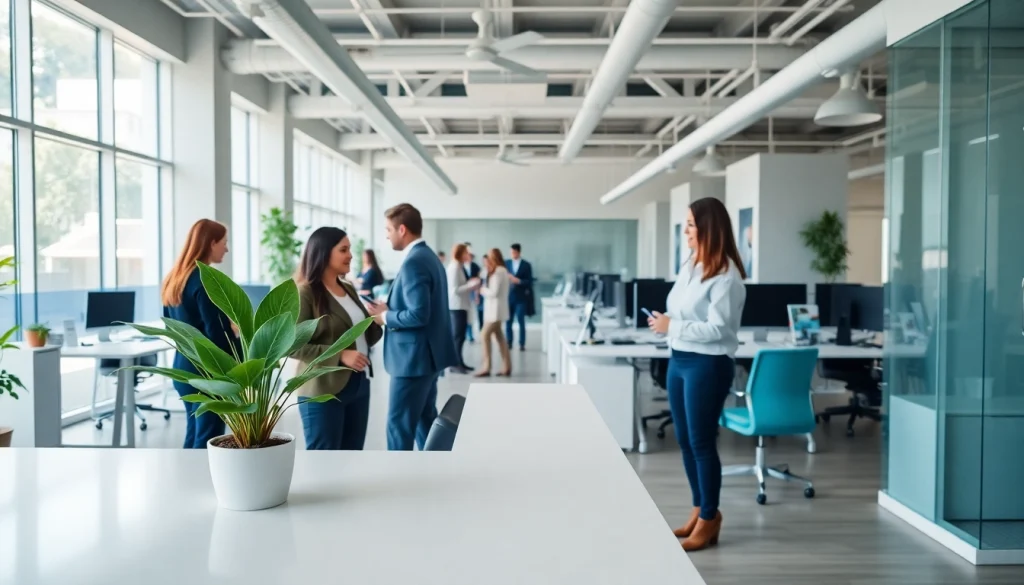 Agents showcasing Real Estate properties in an inviting office atmosphere.