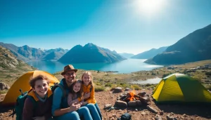 Capture the adventurous spirit at https://fernweh-abenteuer.de with a family enjoying nature in a breathtaking landscape.