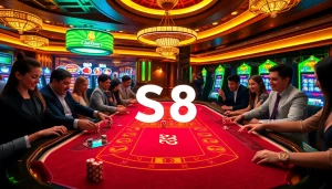 Experience S8 gaming thrills in a luxurious casino scene filled with excitement and winning potential.