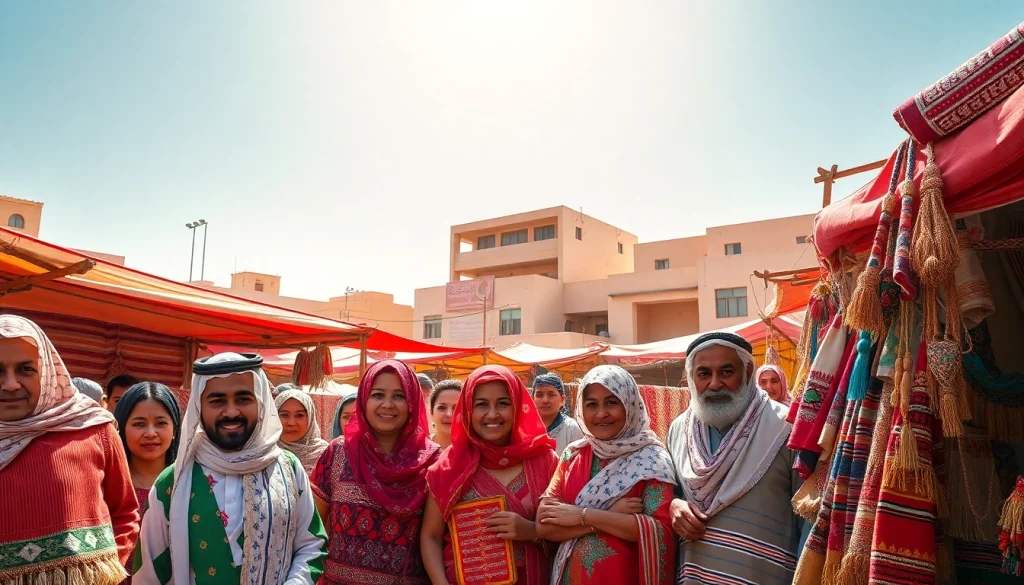 Vibrant market scene from https://saudiwadi.com showcasing local crafts and colors.
