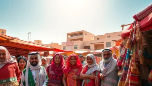 Vibrant market scene from https://saudiwadi.com showcasing local crafts and colors.