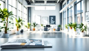 Engage with industrial leasing opportunities in a vibrant office environment showcasing modern design.