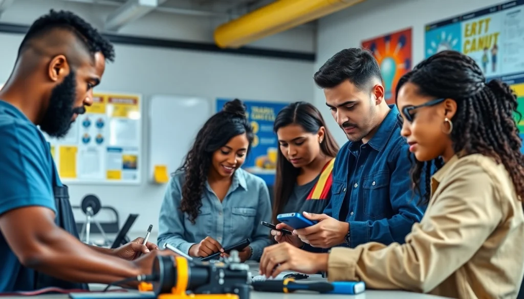 Engaged students in hands-on training at trade schools in southern California demonstrate collaboration and skill development.