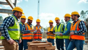 Workers collaboratively enhance construction association south carolina, showcasing teamwork and progress on-site.