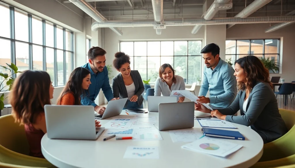 Boost your social media presence effectively with https://boost-social-media.com in an engaging office setting.