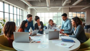 Boost your social media presence effectively with https://boost-social-media.com in an engaging office setting.